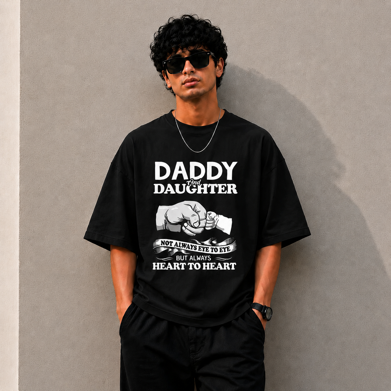Daddy & Daughter Heart To Heart Oversized T-Shirt